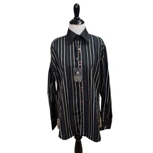 TM Exposure Men's M Medium Button Down Shirt Retro Lok Striped NWT Western Shirt